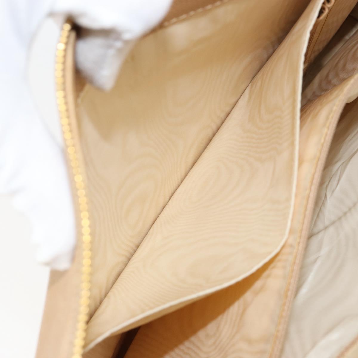 CHANEL COCO Mark Document Case Clutch Bag Caviar Skin Beige Gold CC Auth 151406