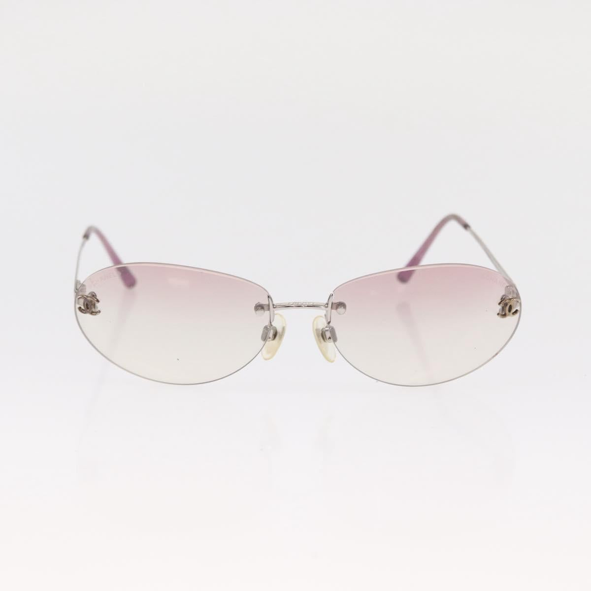 CHANEL Sunglasses plastic Silver CC Auth 151408