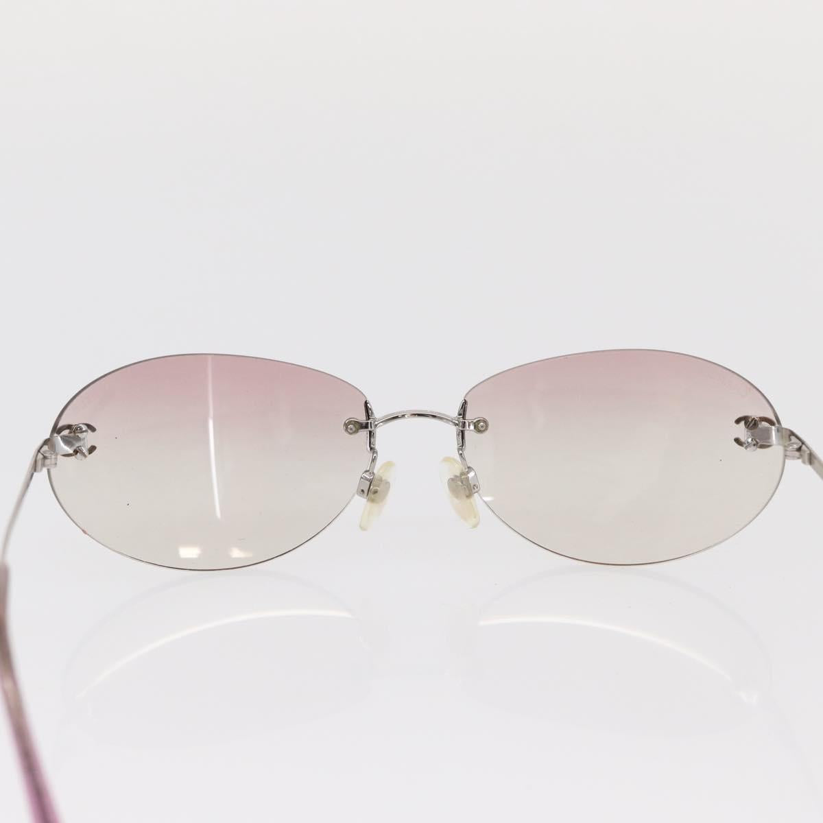 CHANEL Sunglasses plastic Silver CC Auth 151408