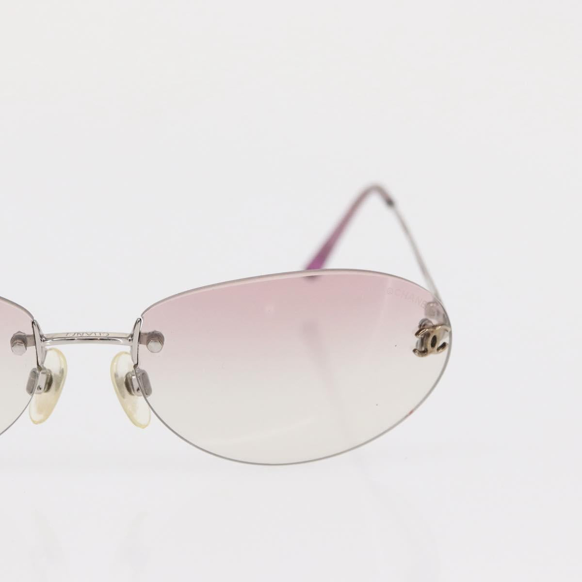CHANEL Sunglasses plastic Silver CC Auth 151408