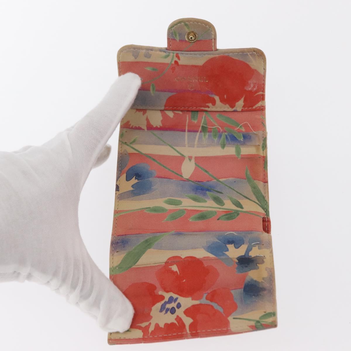 CHANEL Matelasse Compact Wallet Lamb Skin Multicolor CC Auth 151409