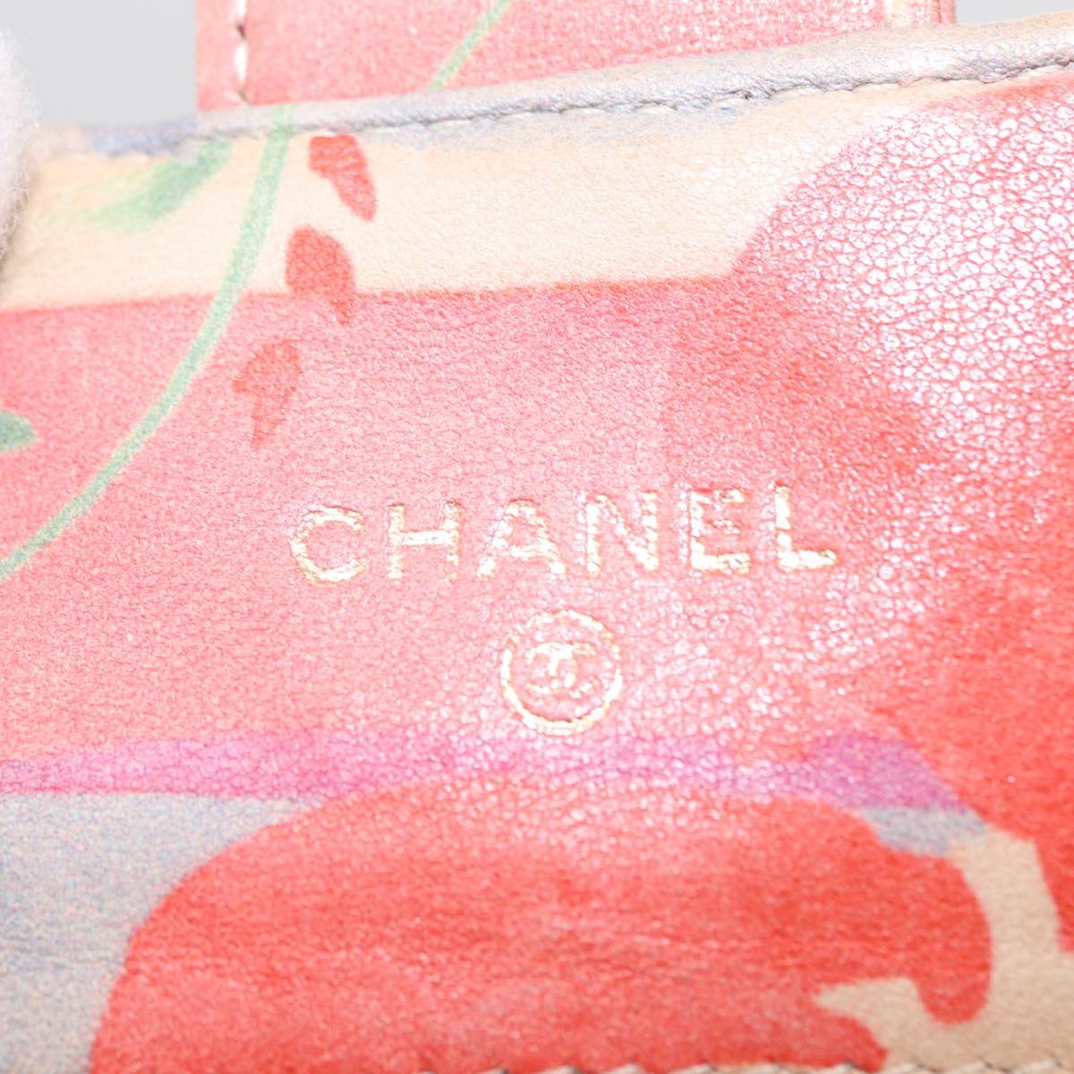 CHANEL Matelasse Compact Wallet Lamb Skin Multicolor CC Auth 151409