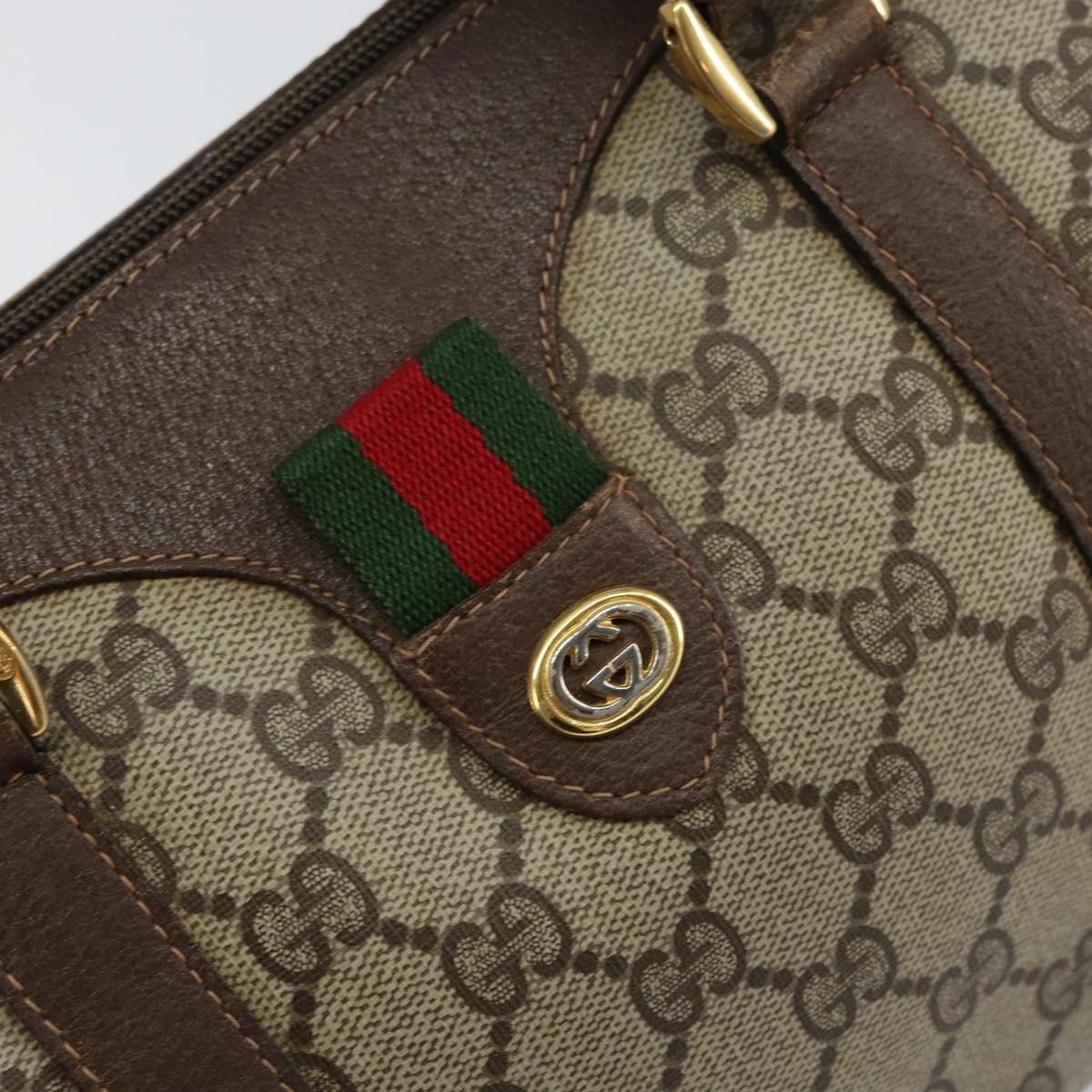 GUCCI GG Supreme Web Sherry Line Hand Bag PVC Beige Gold 40 02 006 Auth 151421