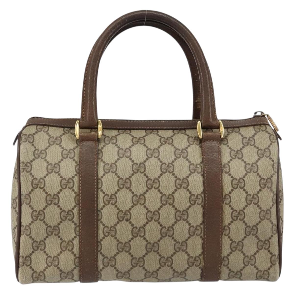 GUCCI GG Supreme Web Sherry Line Hand Bag PVC Beige Gold 40 02 006 Auth 151421