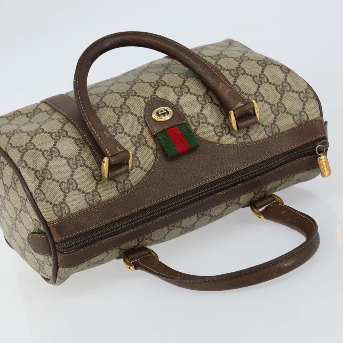 GUCCI GG Supreme Web Sherry Line Hand Bag PVC Beige Gold 40 02 006 Auth 151421