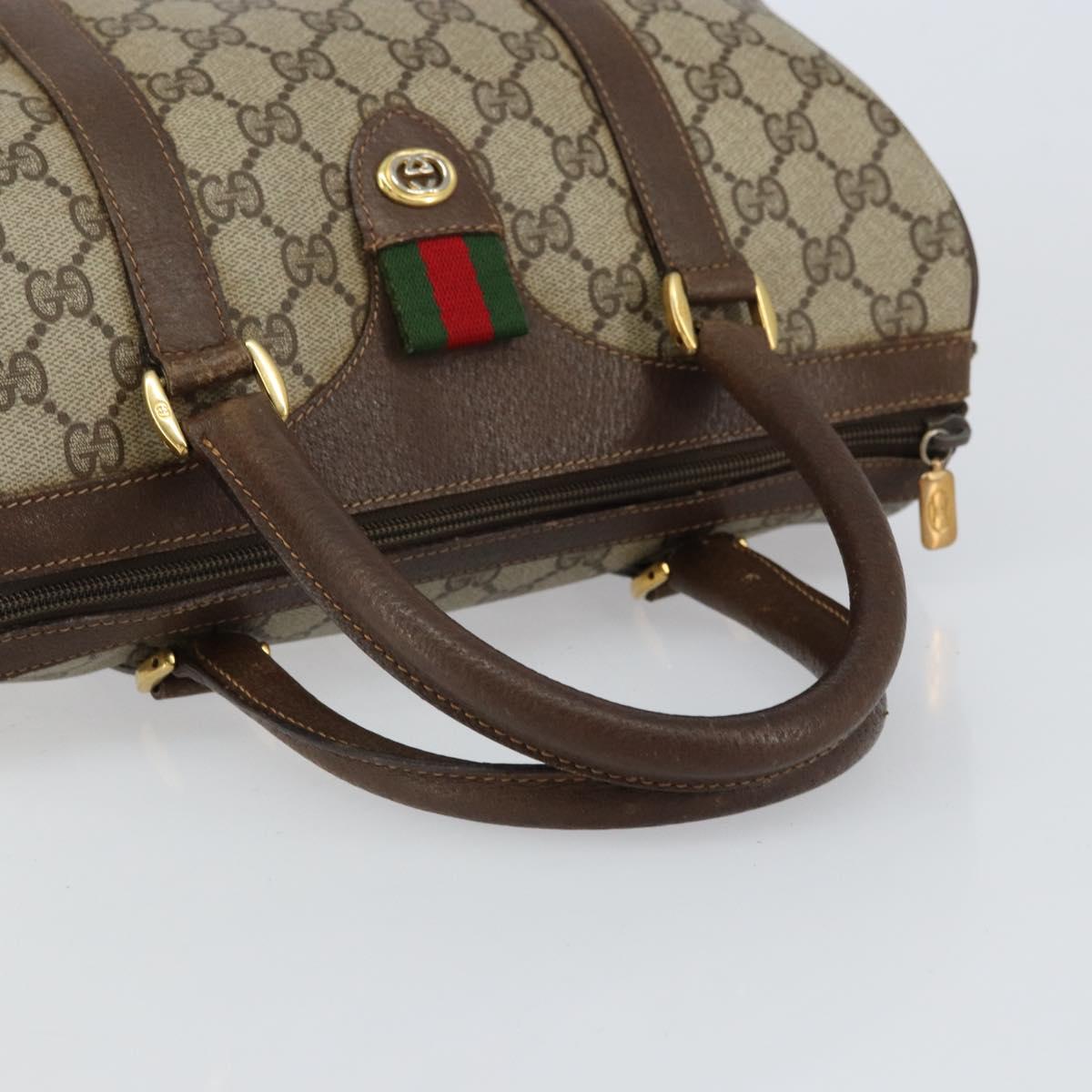 GUCCI GG Supreme Web Sherry Line Hand Bag PVC Beige Gold 40 02 006 Auth 151421