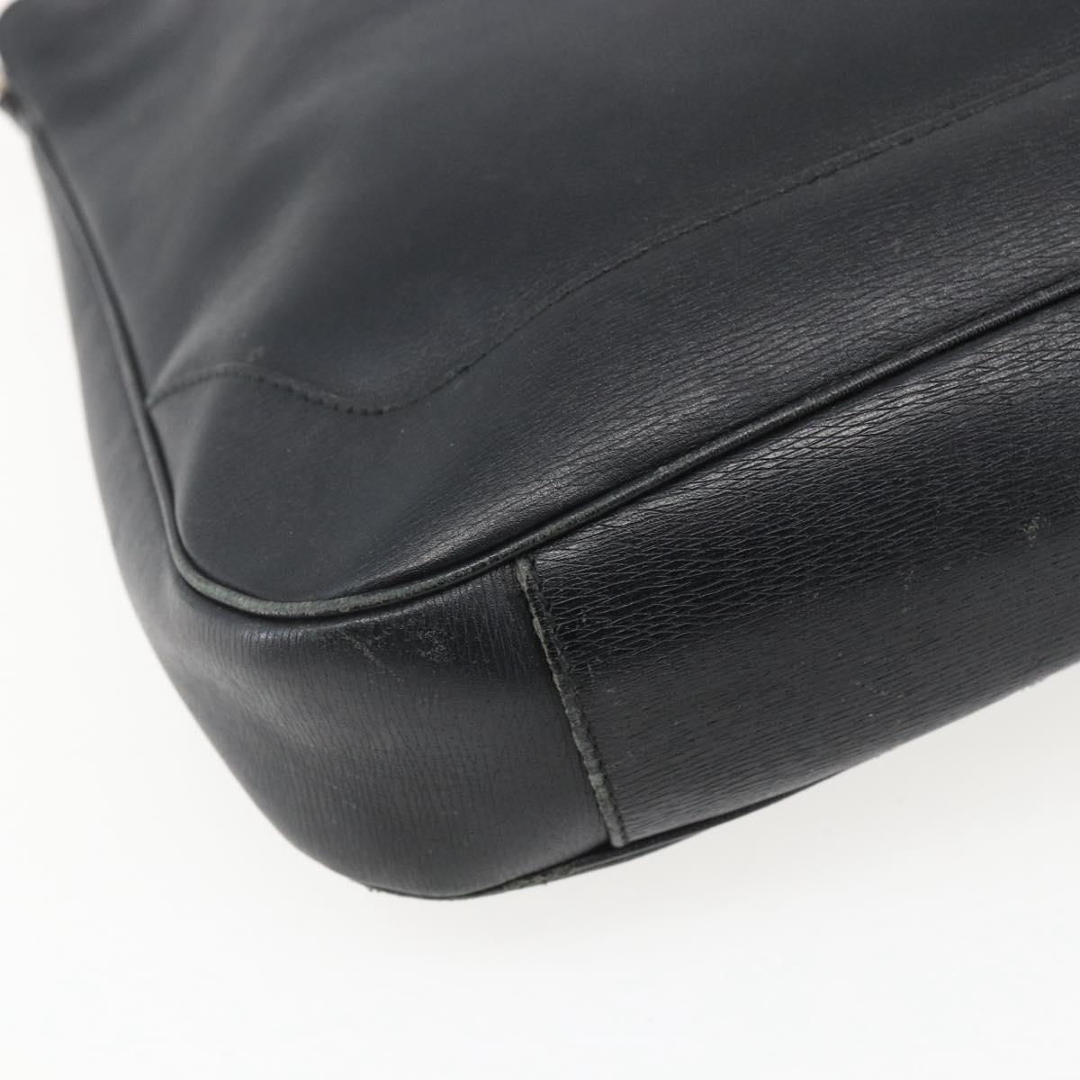 GUCCI Bamboo Shoulder Bag Leather 2way Black Silver 001 4095 Auth 151422