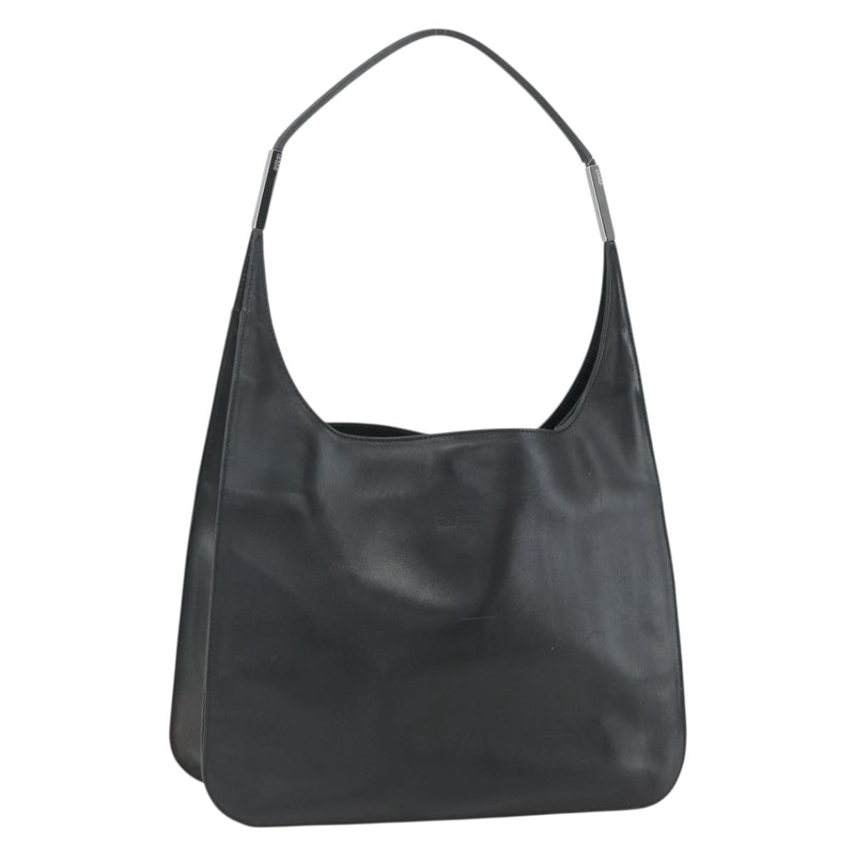 GUCCI Shoulder Bag Leather Black Silver 001 3167 Auth 151423