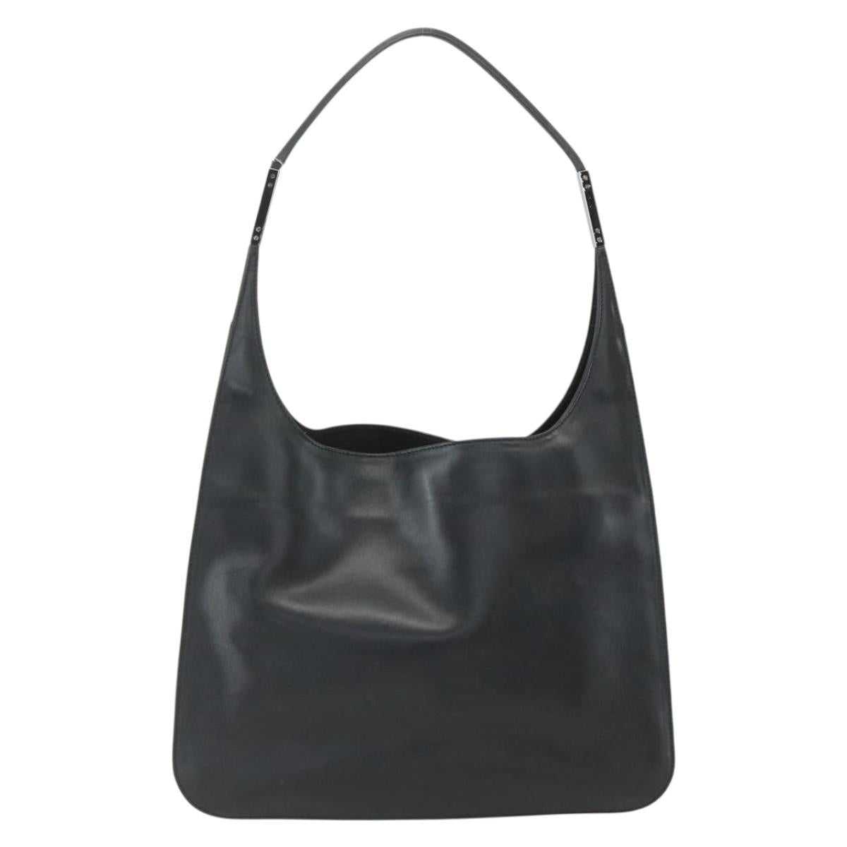 GUCCI Shoulder Bag Leather Black Silver 001 3167 Auth 151423