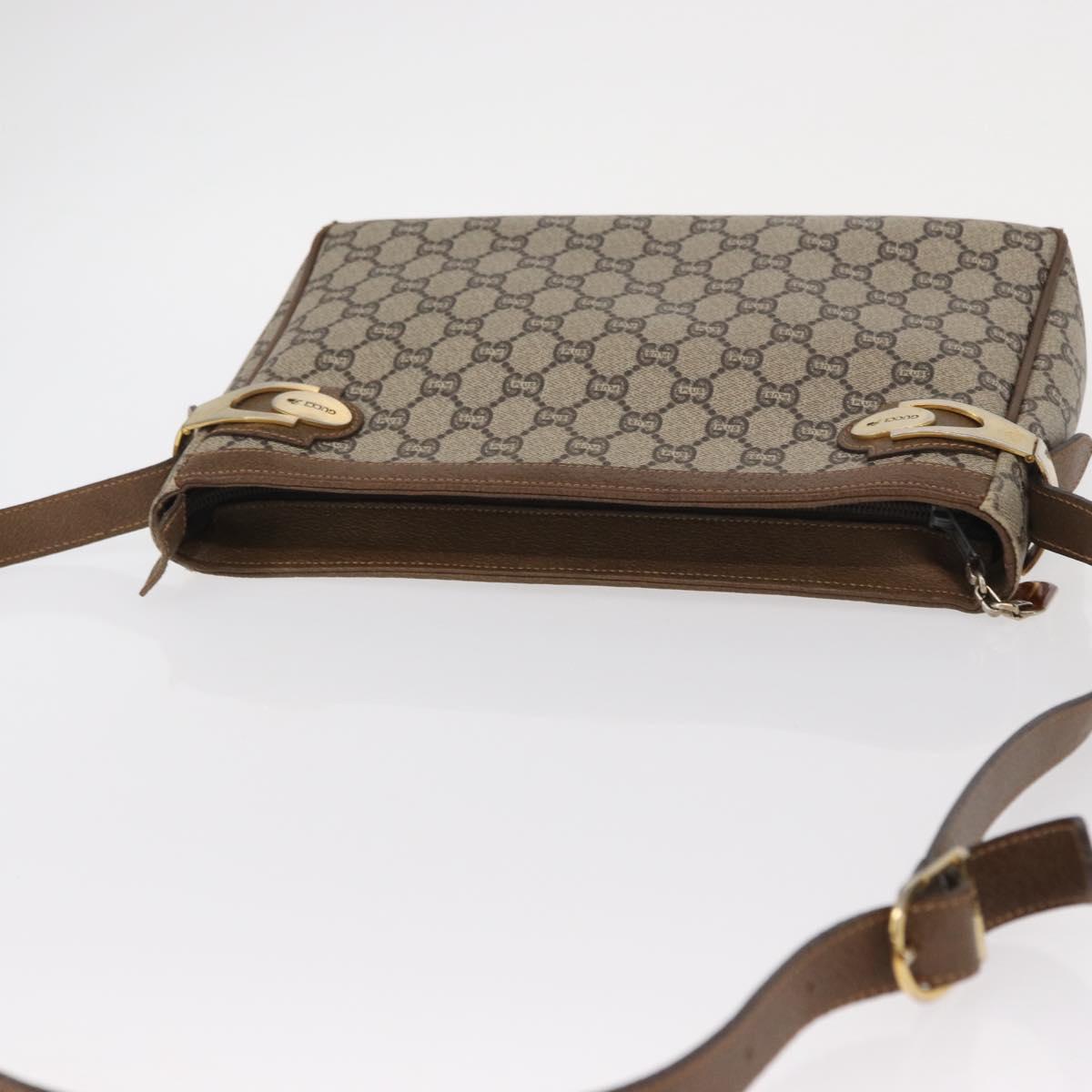 GUCCI GG Plus Supreme Shoulder Bag PVC Beige Gold Auth 151424
