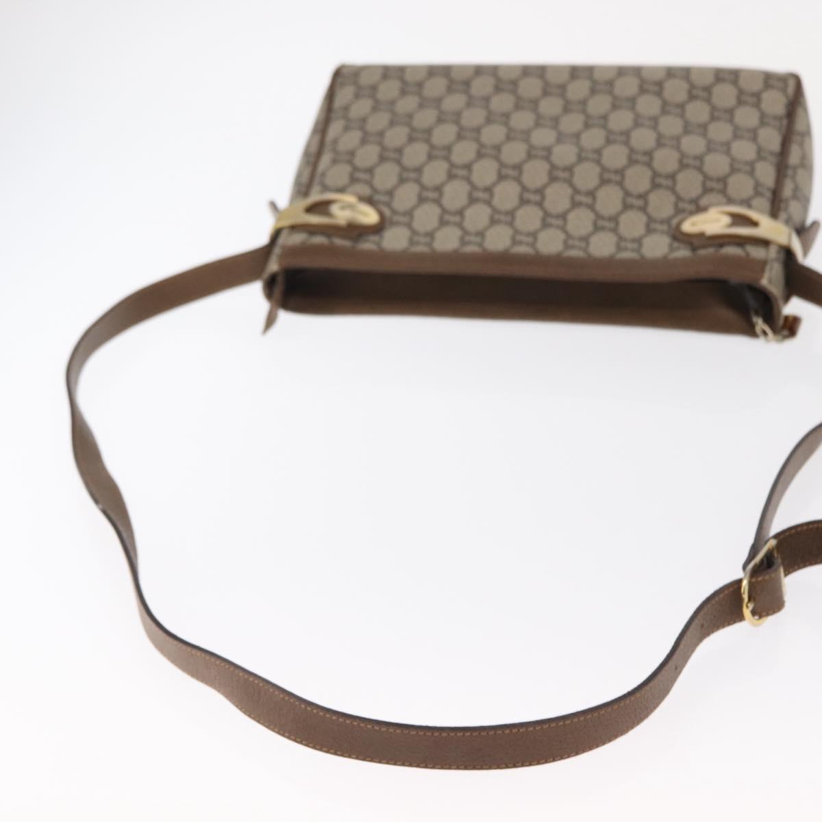 GUCCI GG Plus Supreme Shoulder Bag PVC Beige Gold Auth 151424
