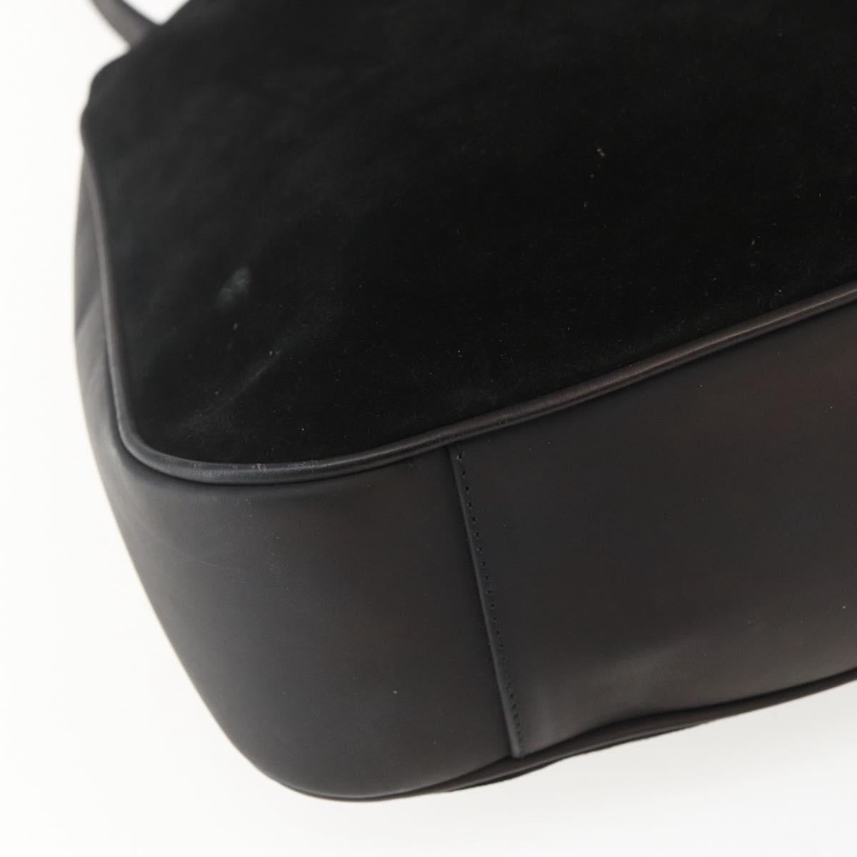 GUCCI Bamboo Shoulder Bag Suede 2way Black Gold 001 1577 2123 Auth 151425