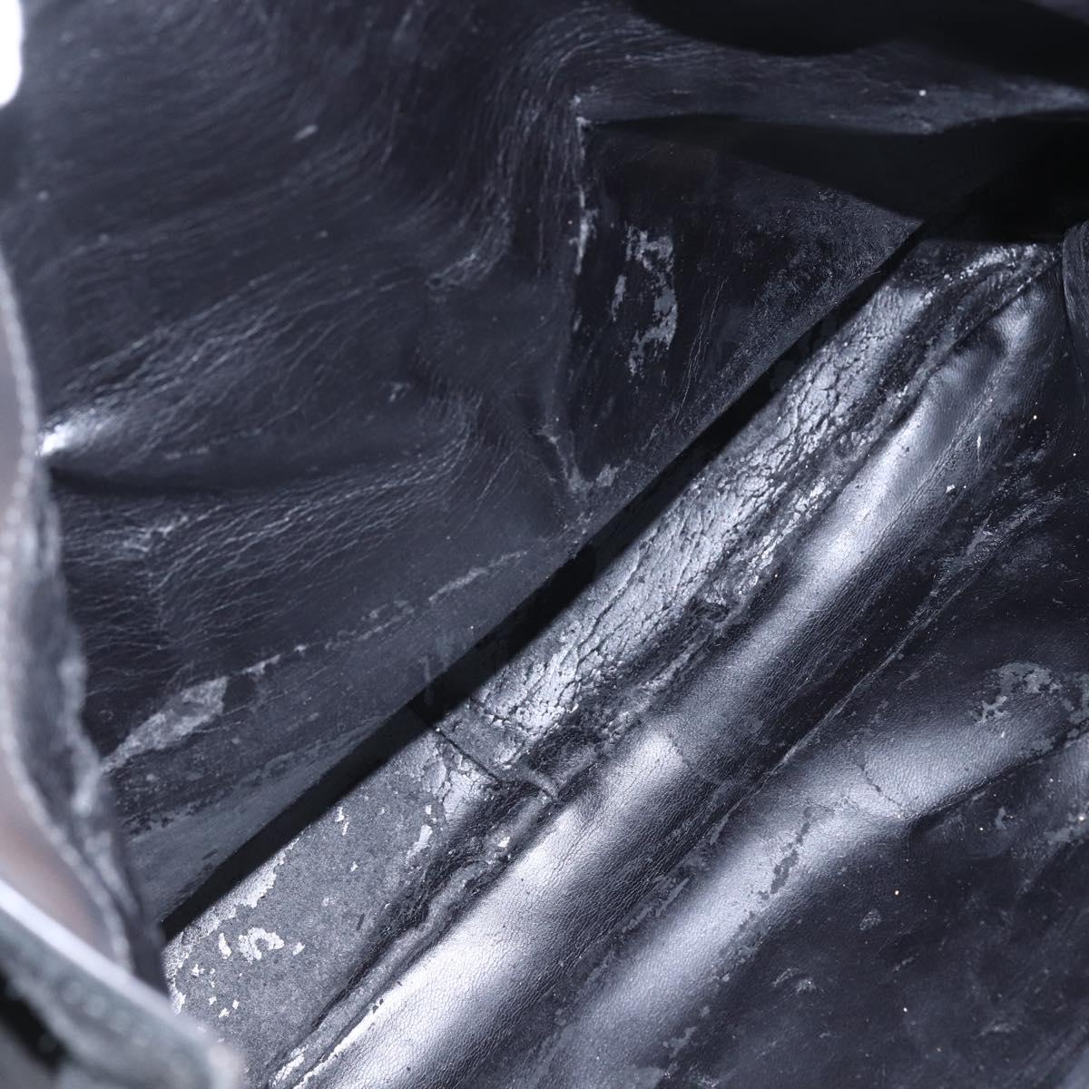 GUCCI Bamboo Shoulder Bag Suede 2way Black Gold 001 1577 2123 Auth 151425