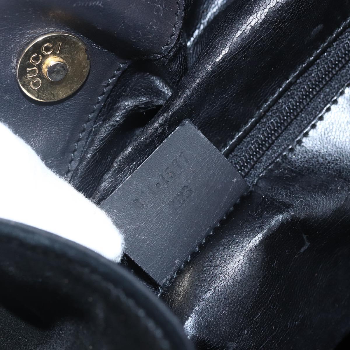 GUCCI Bamboo Shoulder Bag Suede 2way Black Gold 001 1577 2123 Auth 151425