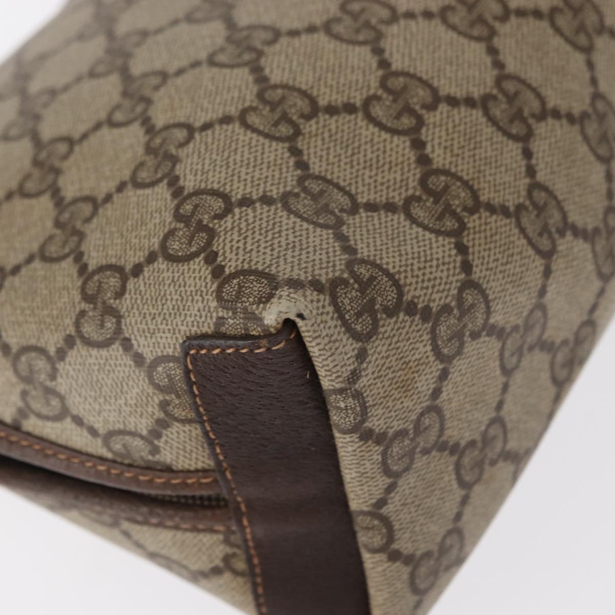 GUCCI GG Supreme Clutch Bag PVC Beige Gold Auth 151426