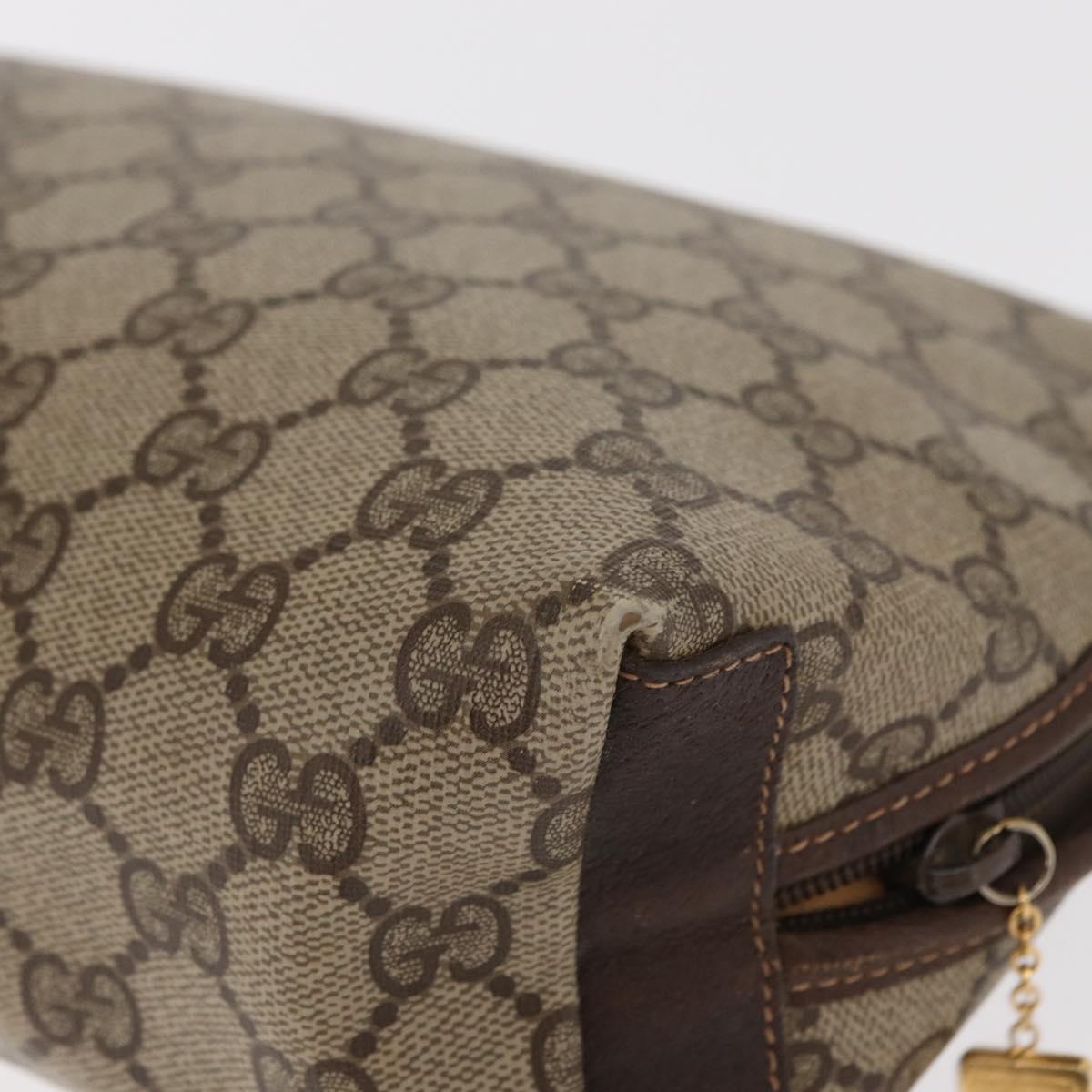 GUCCI GG Supreme Clutch Bag PVC Beige Gold Auth 151426