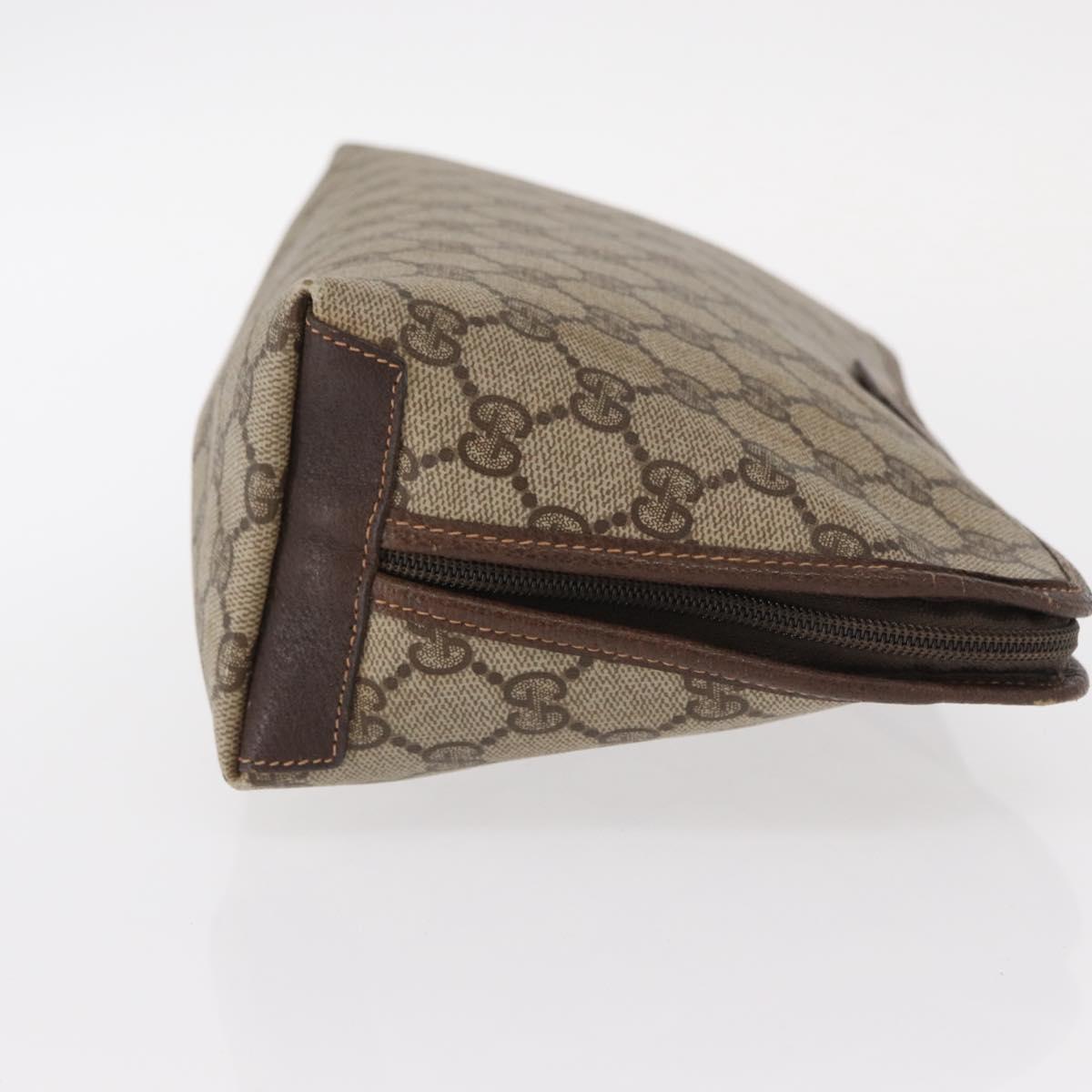 GUCCI GG Supreme Clutch Bag PVC Beige Gold Auth 151426