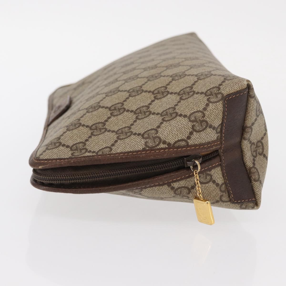 GUCCI GG Supreme Clutch Bag PVC Beige Gold Auth 151426