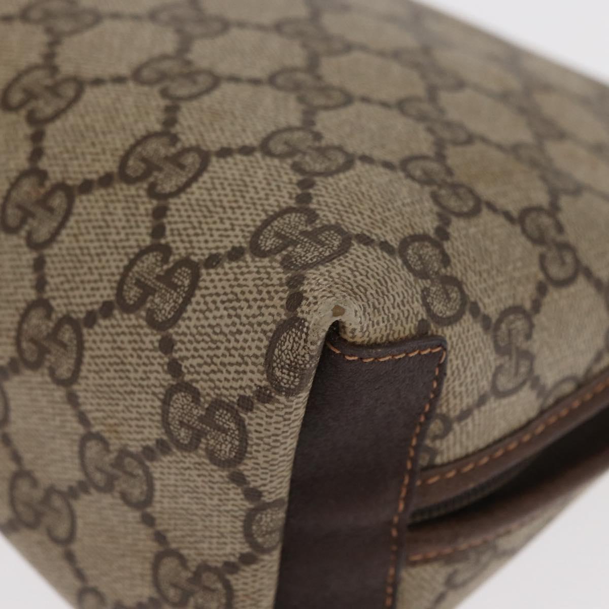 GUCCI GG Supreme Clutch Bag PVC Beige Gold Auth 151426