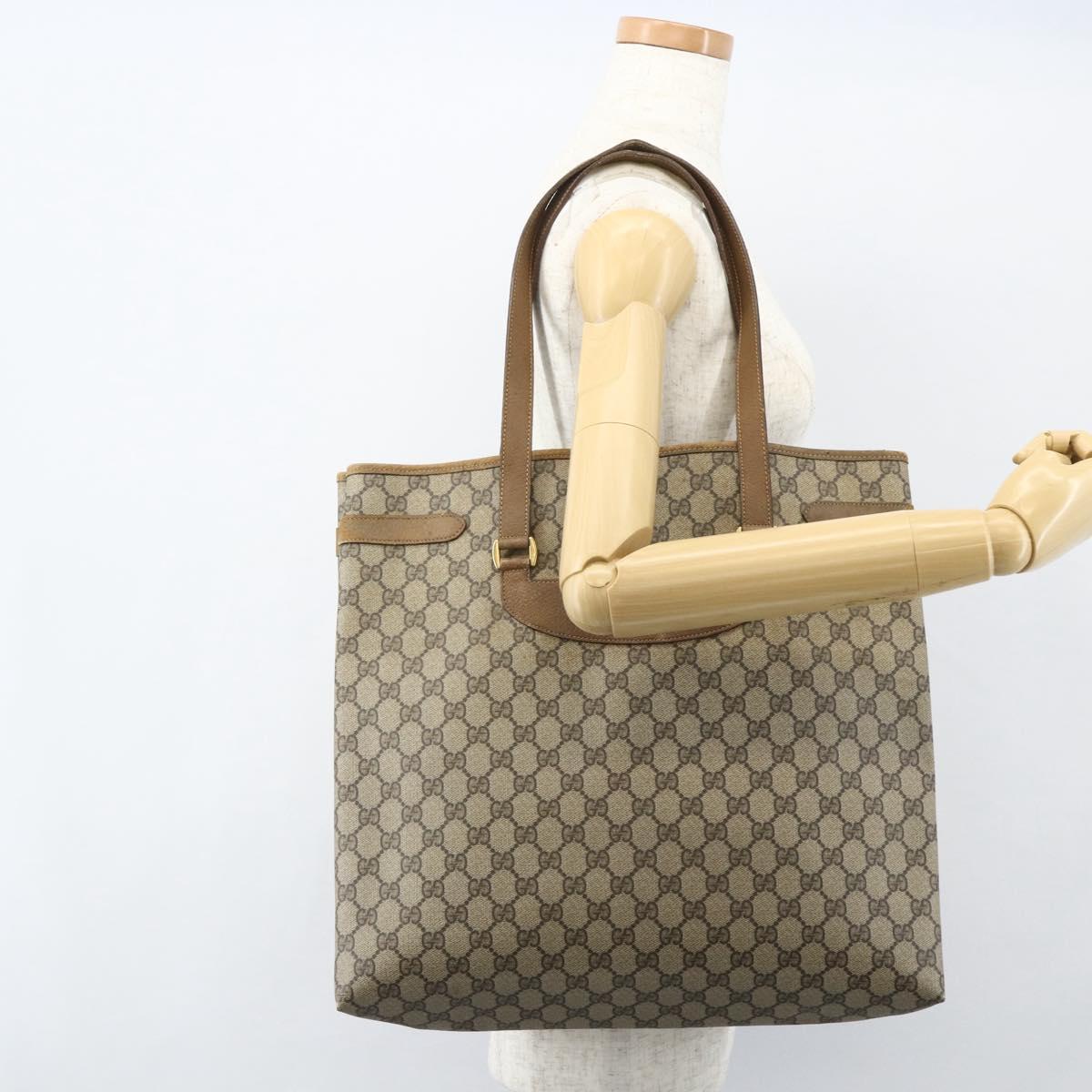 GUCCI GG Supreme Tote Bag PVC Beige Gold 39 02 061 Auth 151428