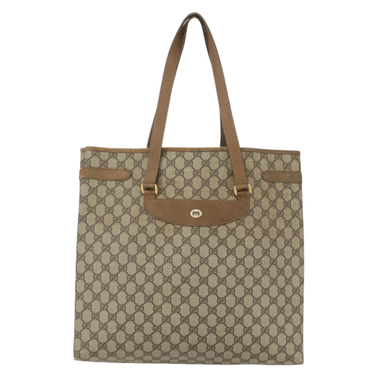 GUCCI GG Supreme Tote Bag PVC Beige Gold 39 02 061 Auth 151428