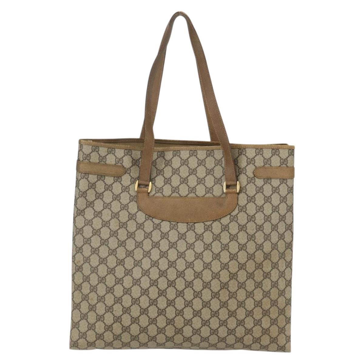 GUCCI GG Supreme Tote Bag PVC Beige Gold 39 02 061 Auth 151428