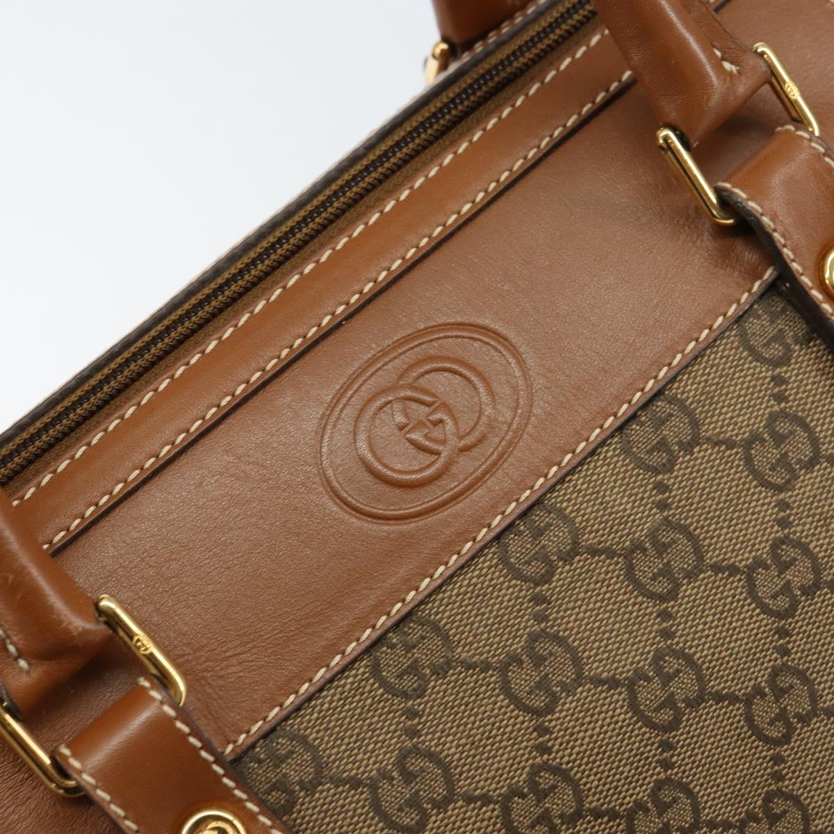 GUCCI GG Canvas Boston Bag Beige Gold Auth 151430