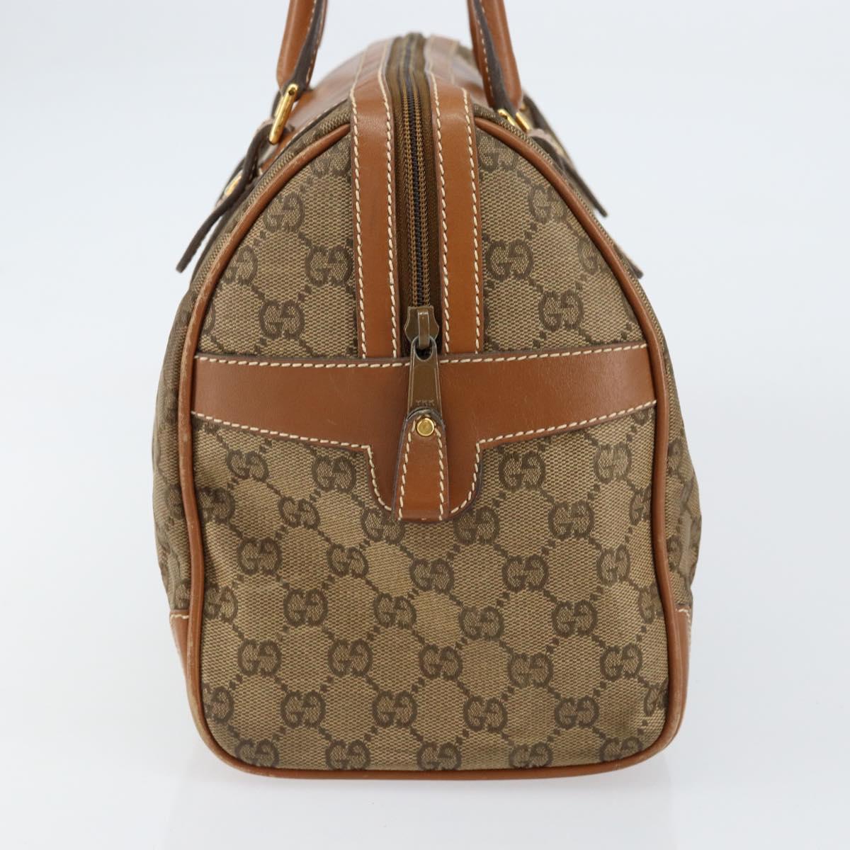 GUCCI GG Canvas Boston Bag Beige Gold Auth 151430