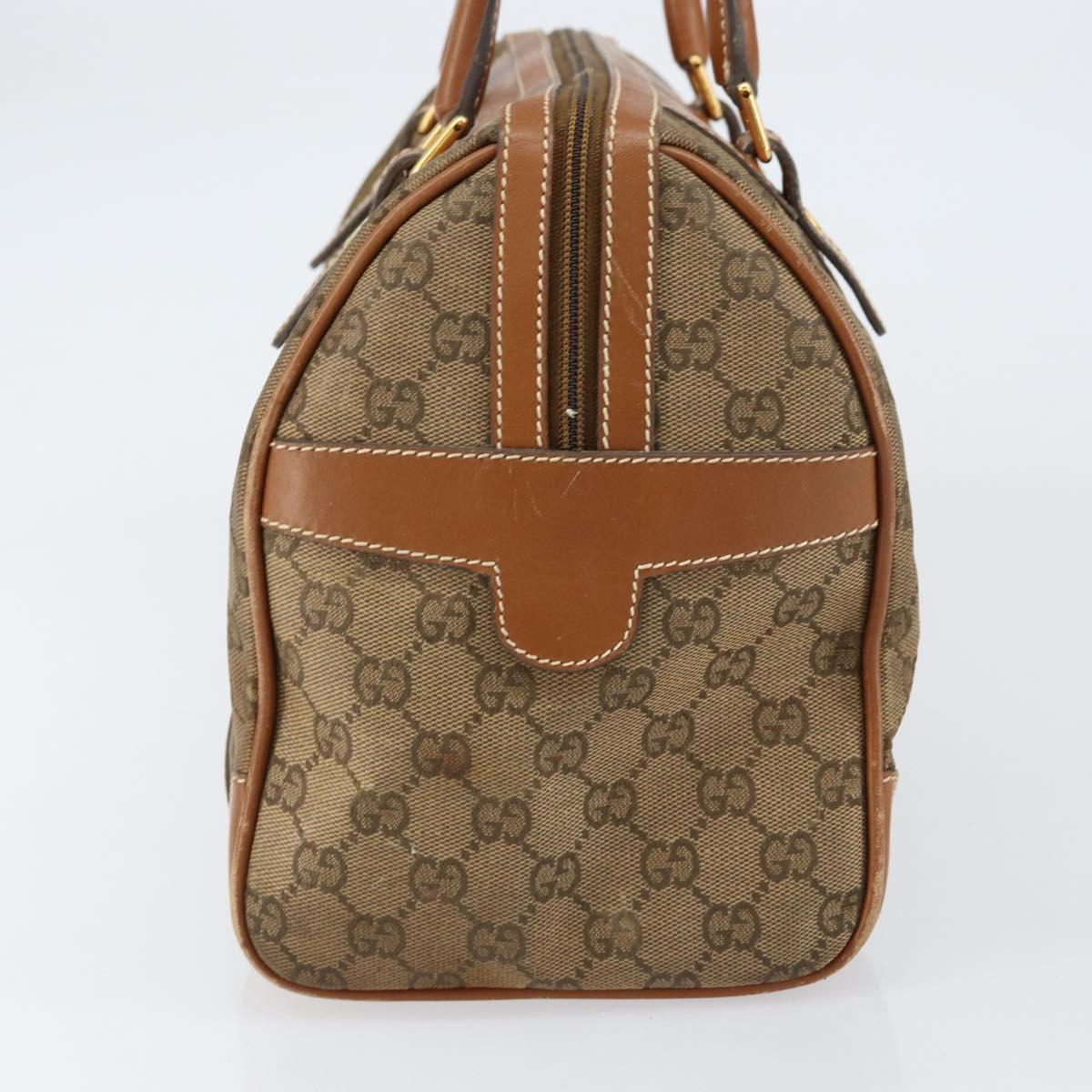 GUCCI GG Canvas Boston Bag Beige Gold Auth 151430