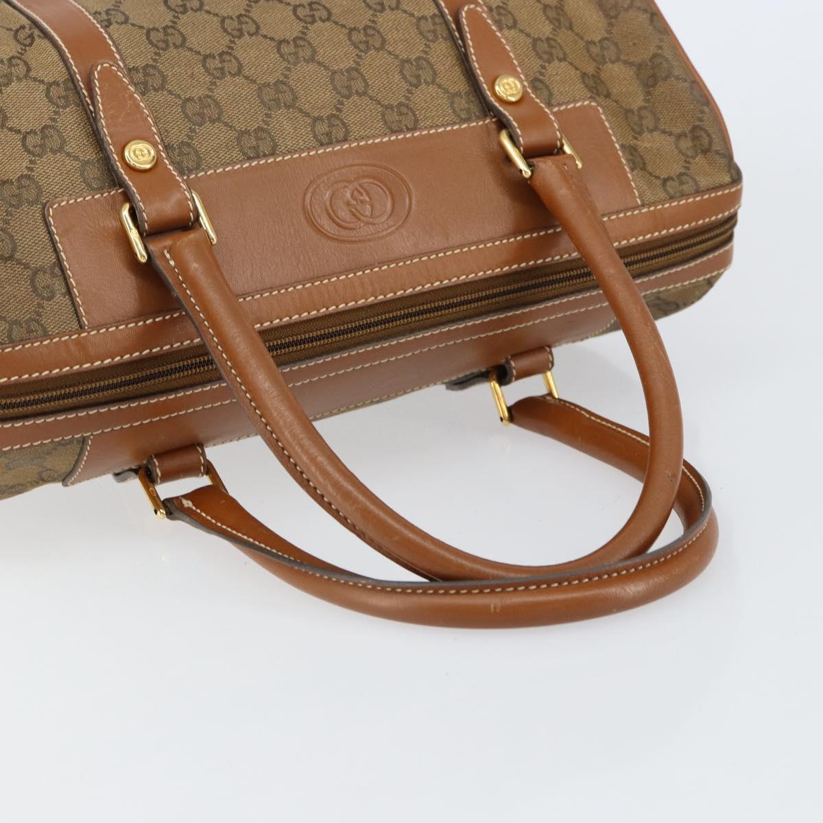 GUCCI GG Canvas Boston Bag Beige Gold Auth 151430