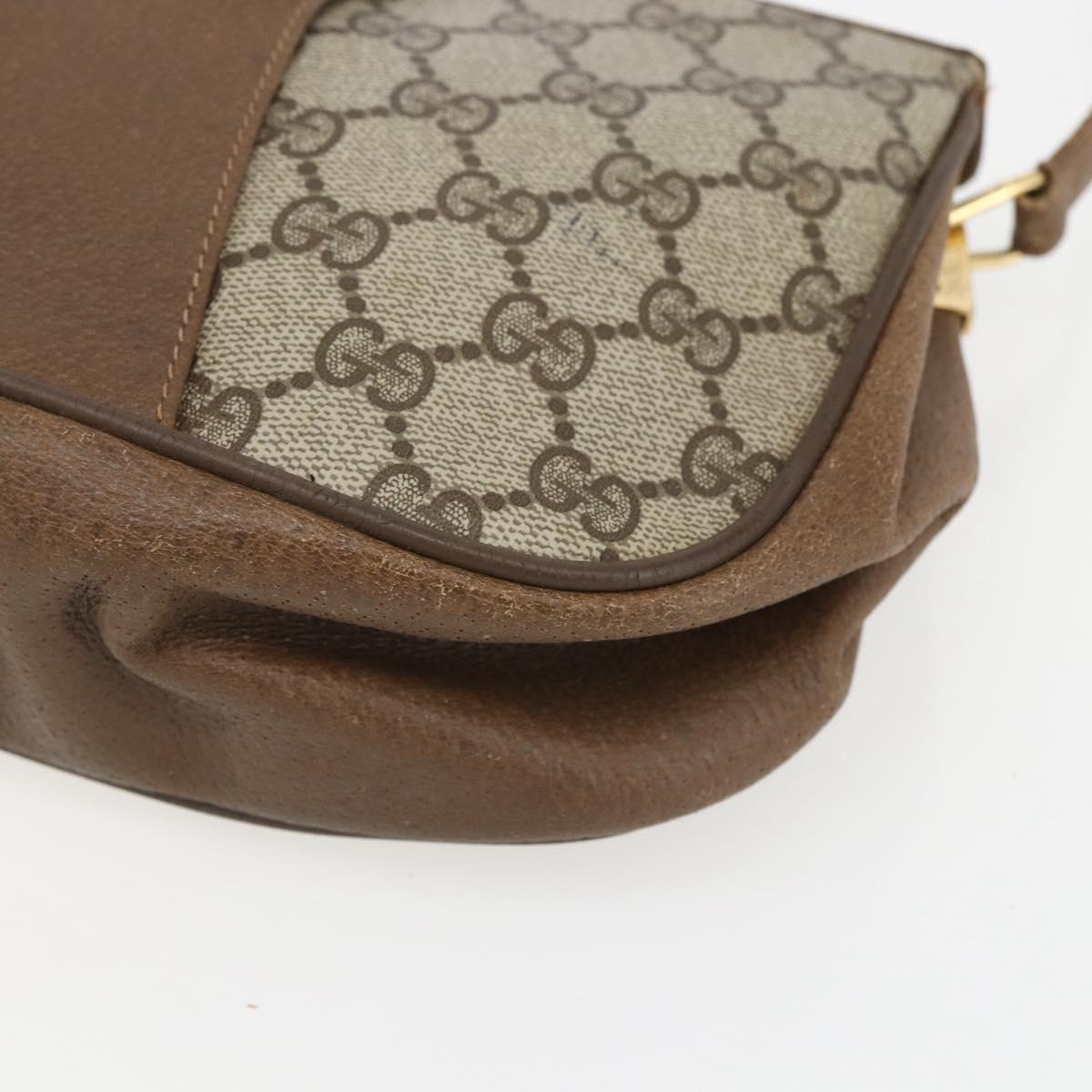 GUCCI GG Supreme Web Sherry Line Bag PVC Beige Gold 116 02 024 Auth 151431