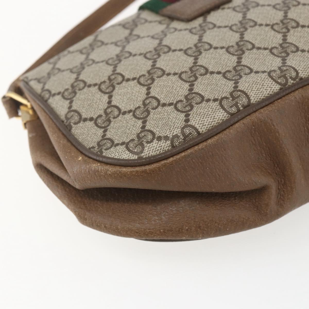 GUCCI GG Supreme Web Sherry Line Bag PVC Beige Gold 116 02 024 Auth 151431