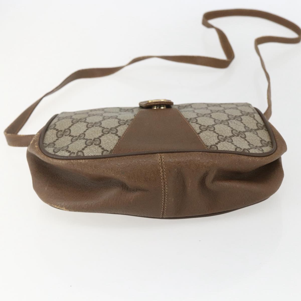 GUCCI GG Supreme Web Sherry Line Bag PVC Beige Gold 116 02 024 Auth 151431