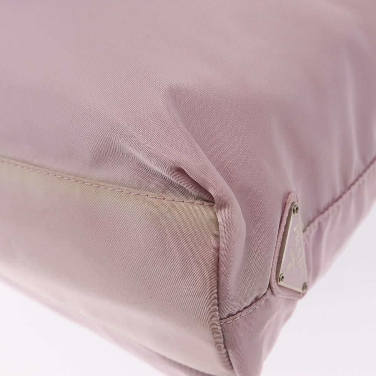 PRADA Tote Bag Nylon Pink Silver Auth 151432