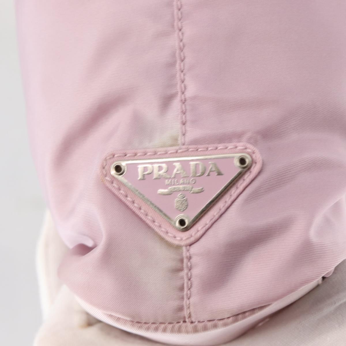 PRADA Tote Bag Nylon Pink Silver Auth 151432