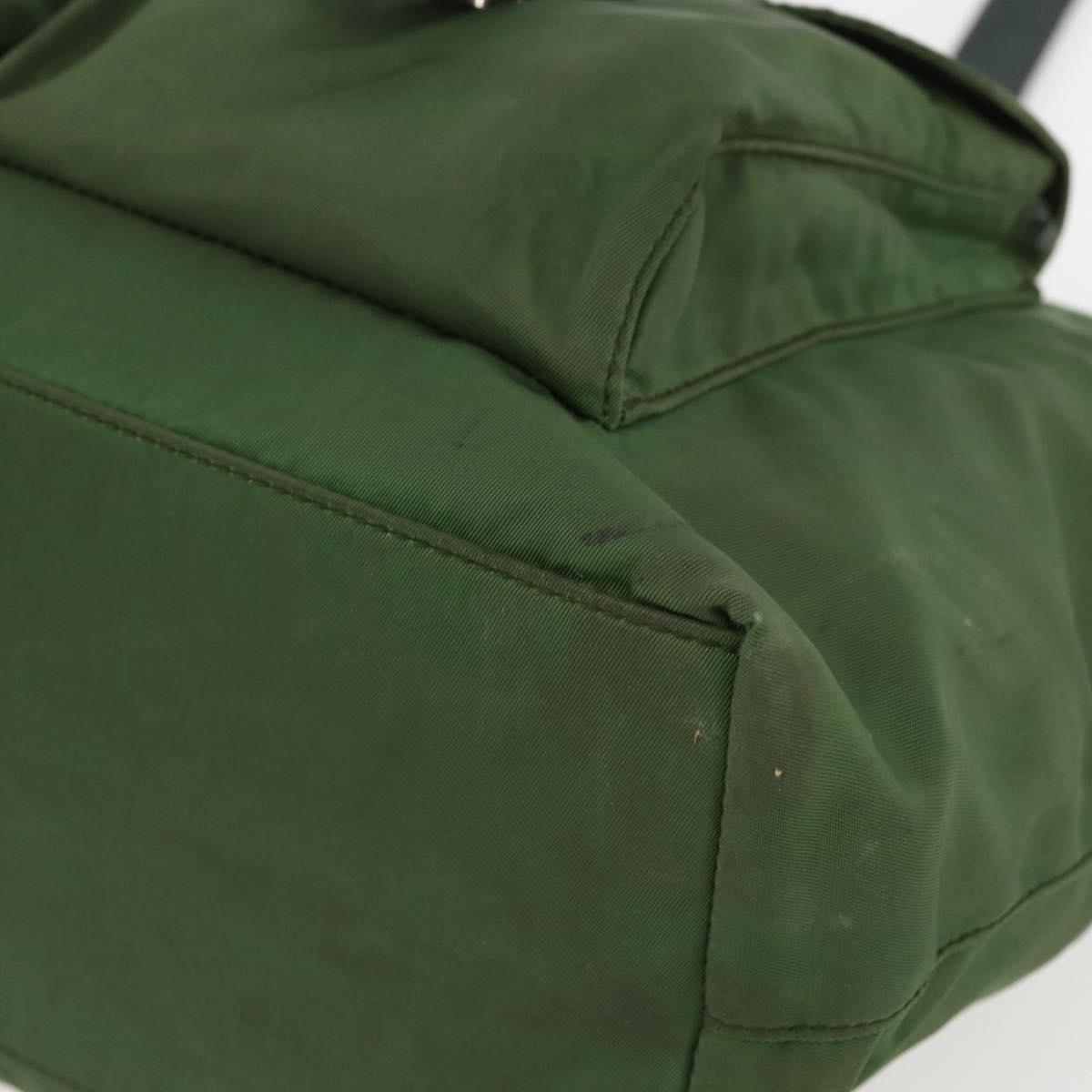 PRADA Hand Bag Nylon Green Silver Auth 151434