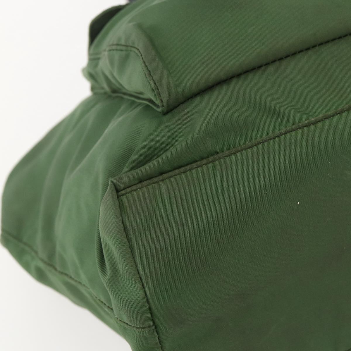 PRADA Hand Bag Nylon Green Silver Auth 151434