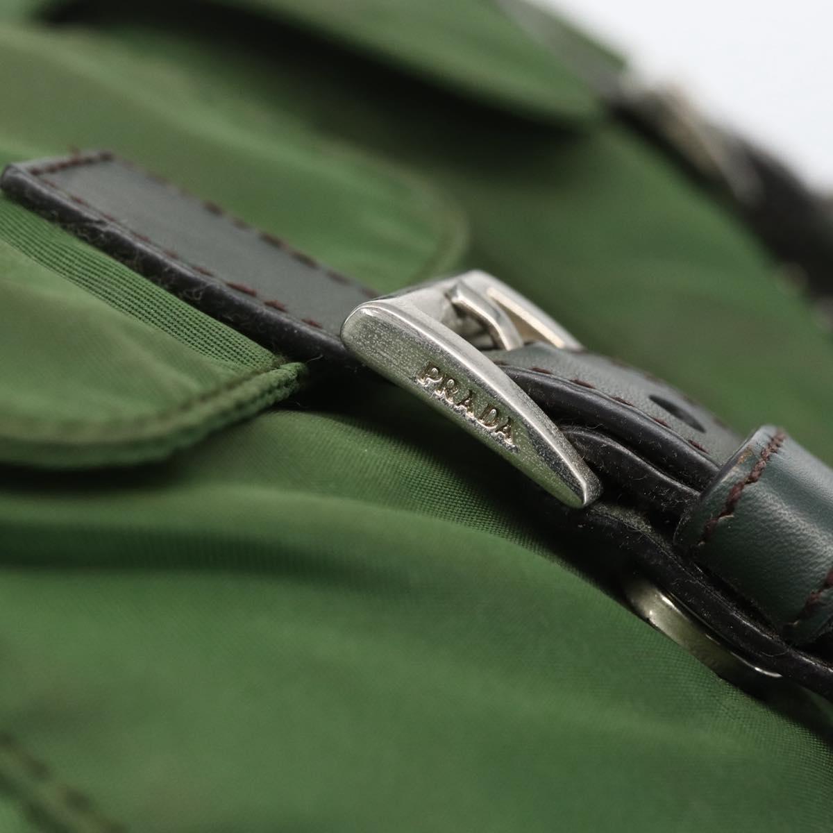 PRADA Hand Bag Nylon Green Silver Auth 151434