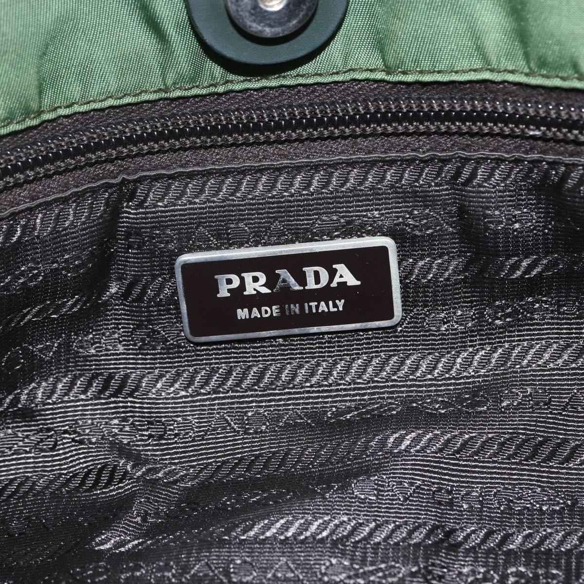 PRADA Hand Bag Nylon Green Silver Auth 151434