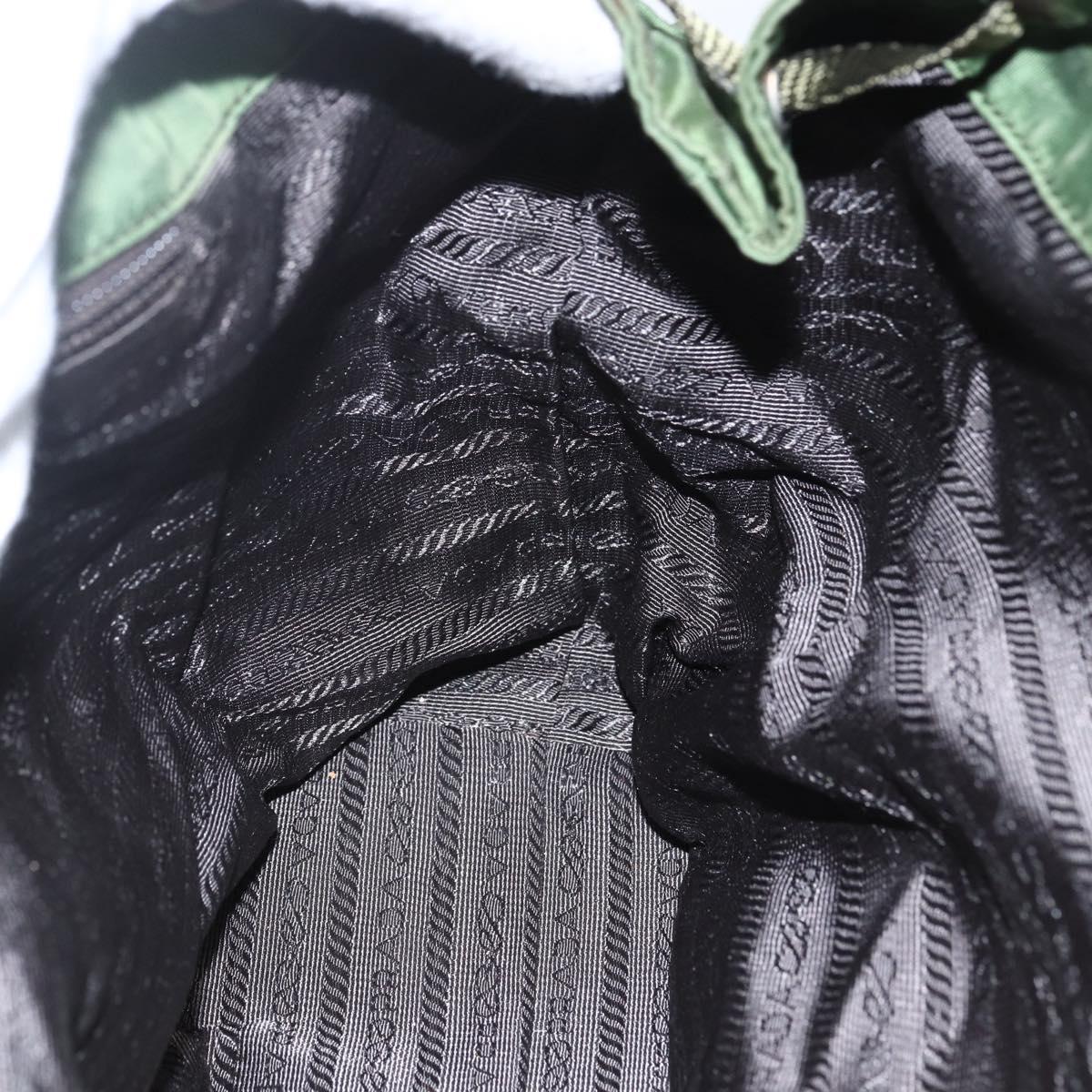 PRADA Hand Bag Nylon Green Silver Auth 151434