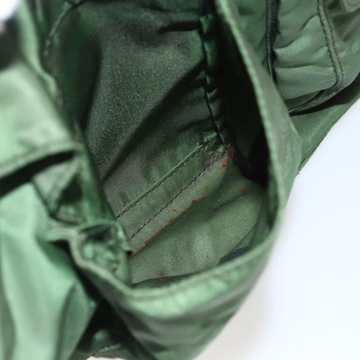 PRADA Hand Bag Nylon Green Silver Auth 151434