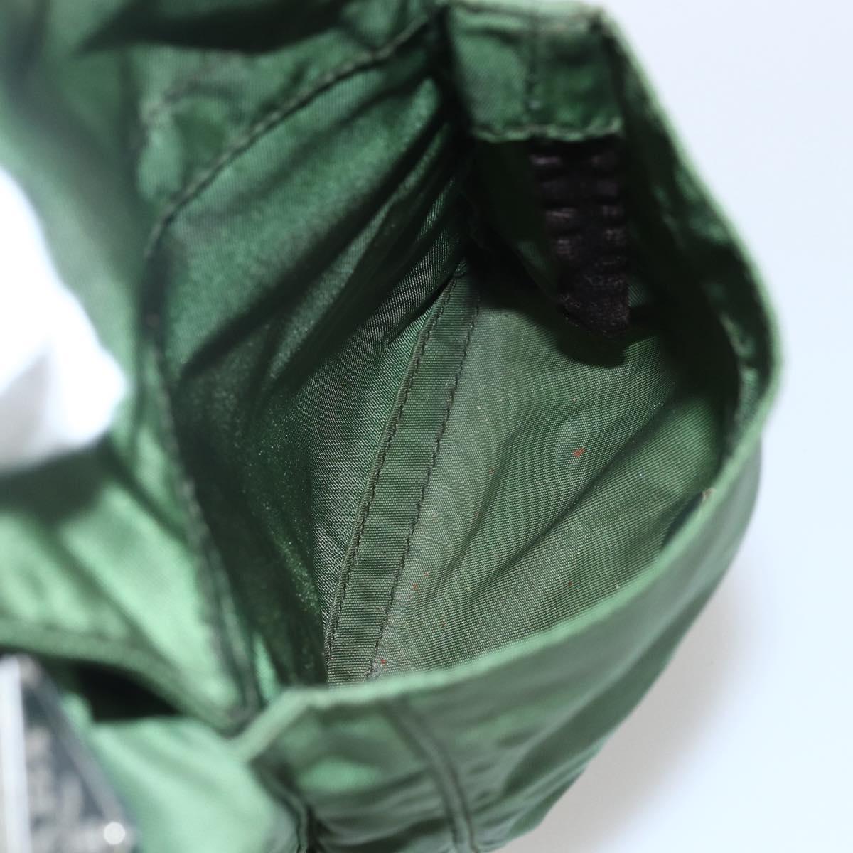 PRADA Hand Bag Nylon Green Silver Auth 151434