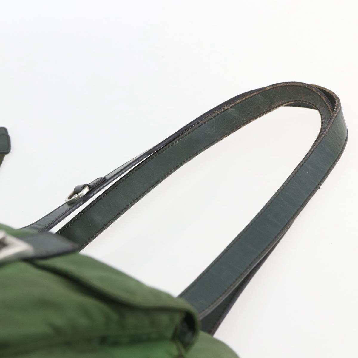 PRADA Hand Bag Nylon Green Silver Auth 151434