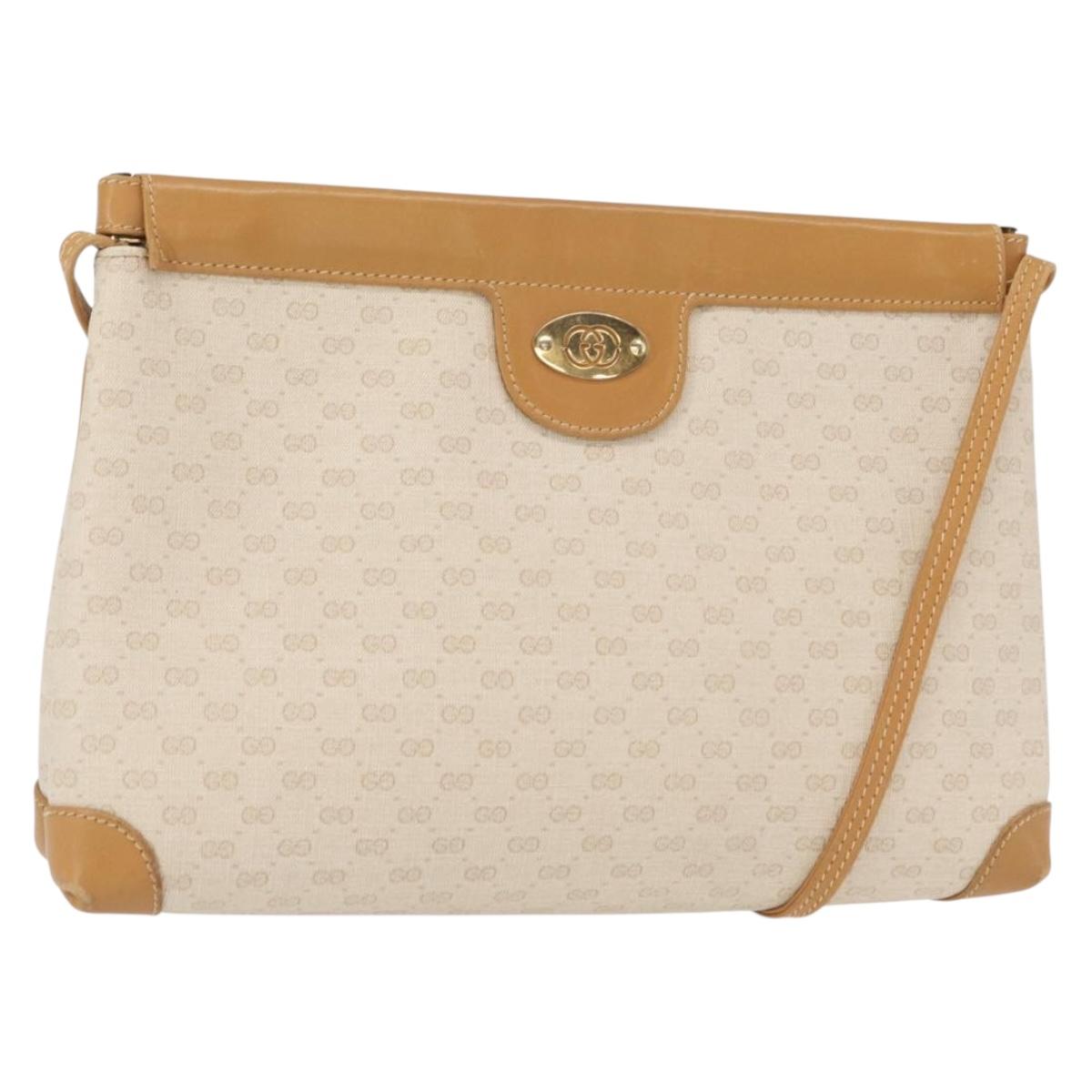 GUCCI Micro GG Supreme Shoulder Bag PVC Cream Gold 007 101 5553 Auth 151435