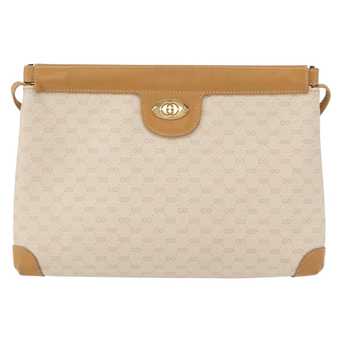GUCCI Micro GG Supreme Shoulder Bag PVC Cream Gold 007 101 5553 Auth 151435