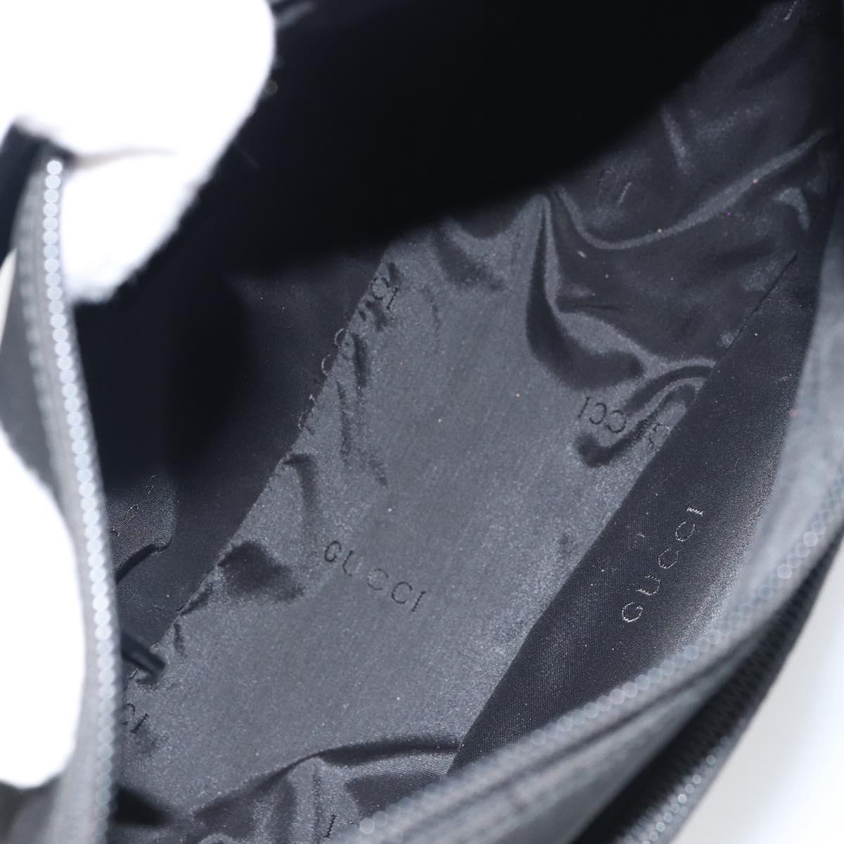 GUCCI Bamboo Shoulder Bag Nylon Black Silver 000 0509 Auth 151436