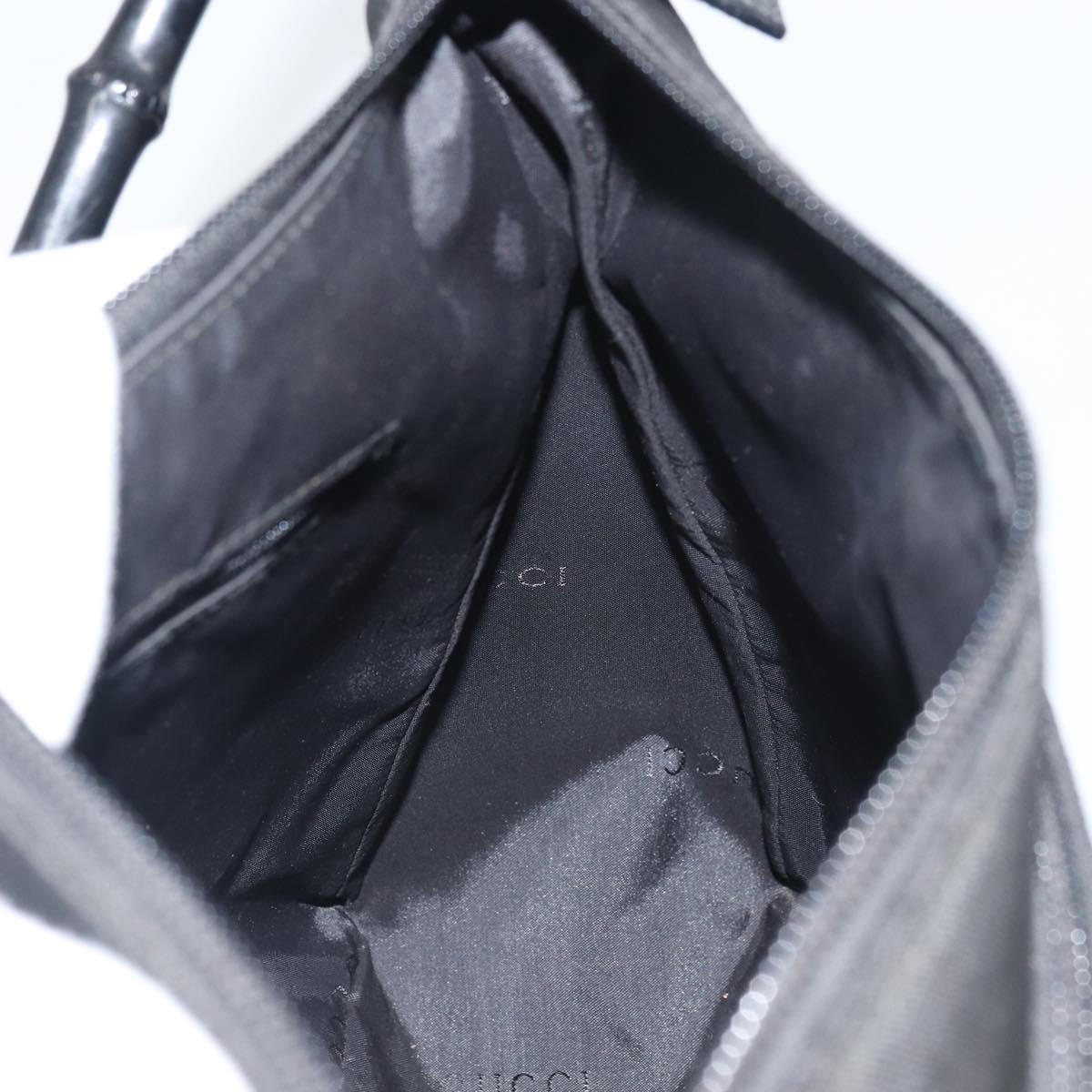 GUCCI Bamboo Shoulder Bag Nylon Black Silver 000 0509 Auth 151436