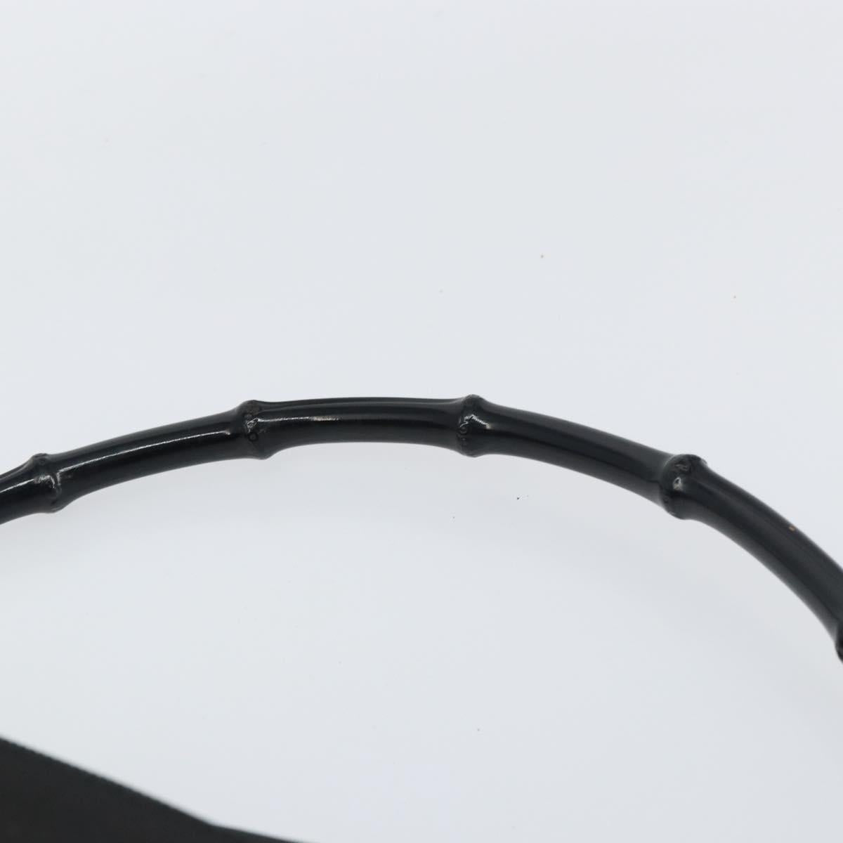 GUCCI Bamboo Shoulder Bag Nylon Black Silver 000 0509 Auth 151436