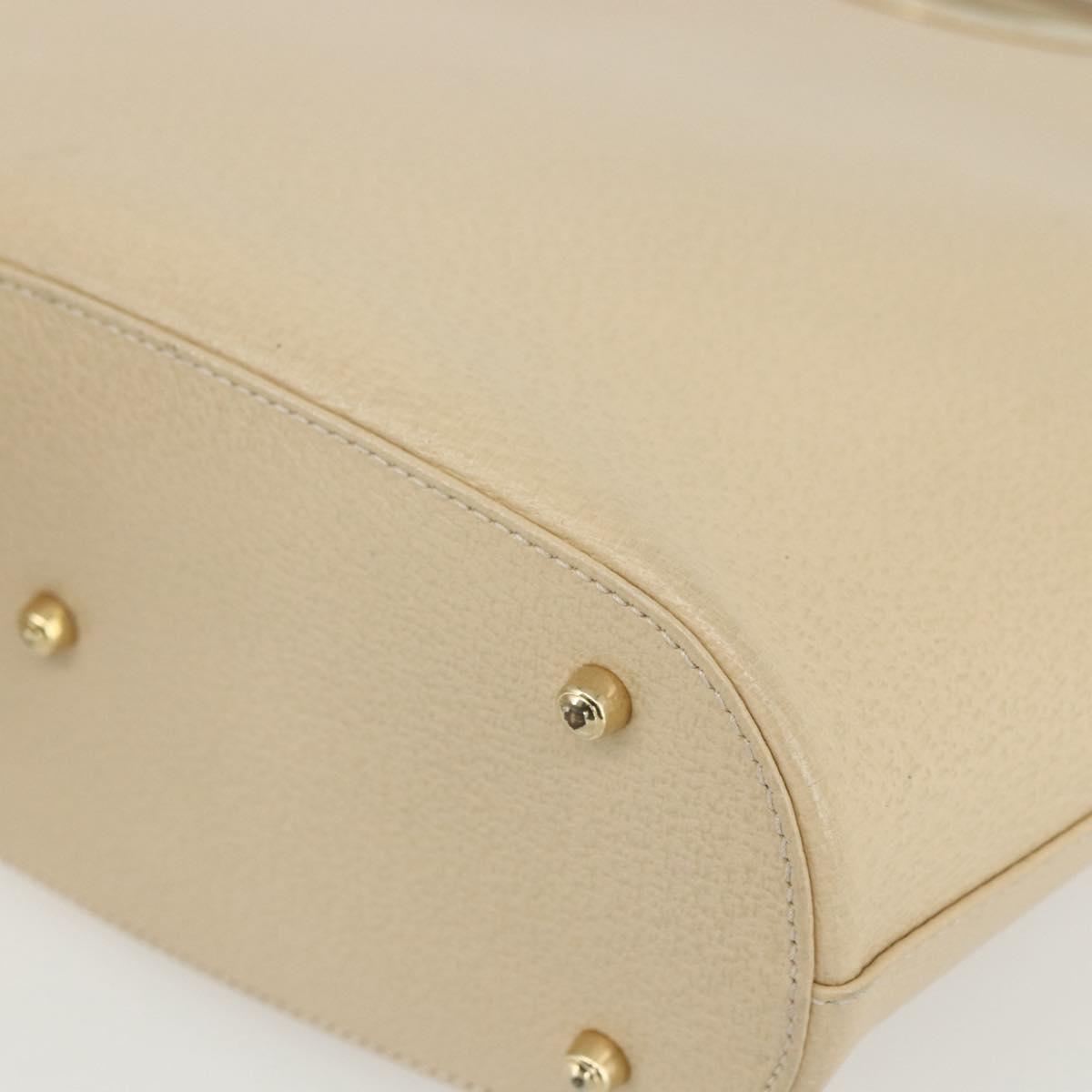 GUCCI Hand Bag Leather Beige Gold 000 1013 0556 Auth 151437