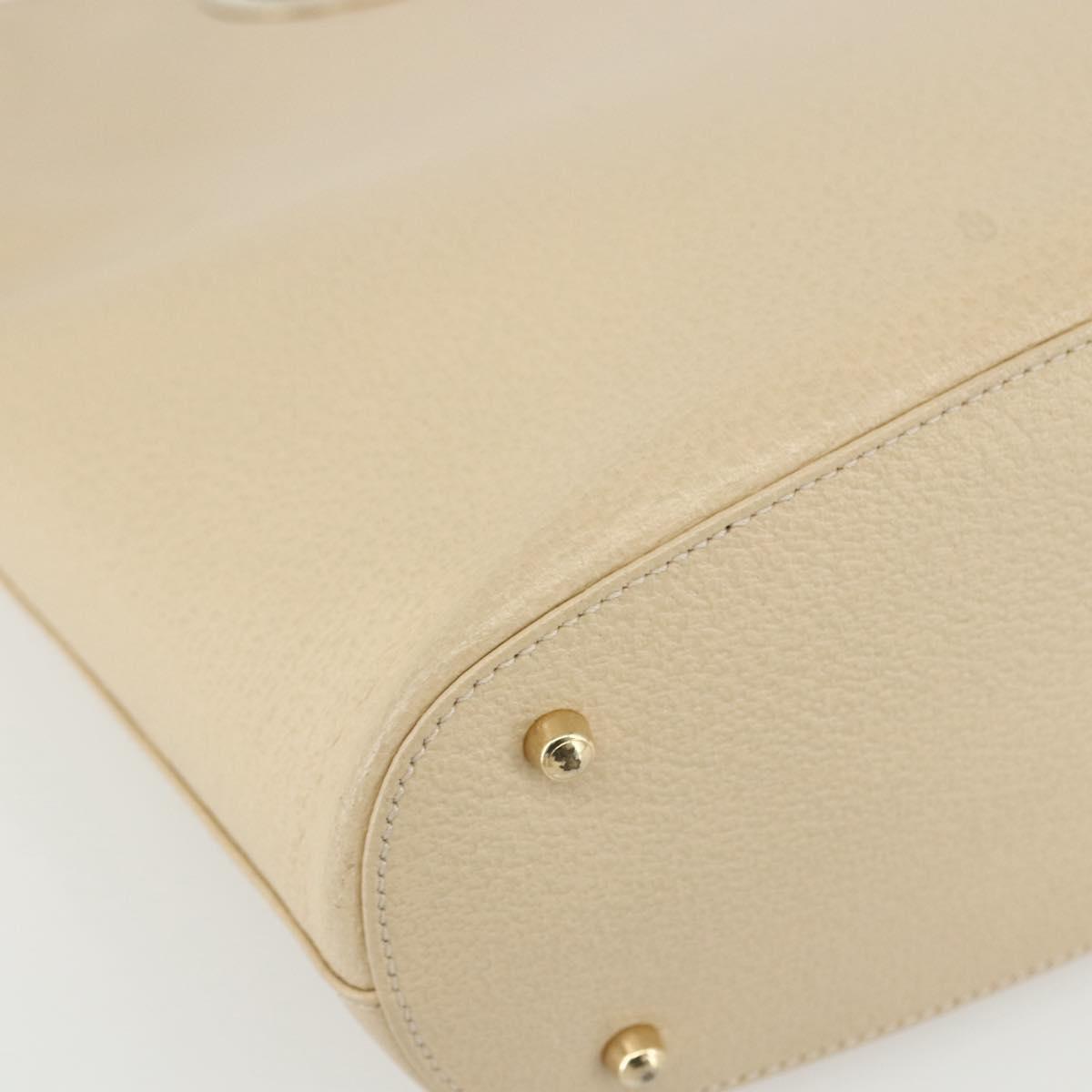 GUCCI Hand Bag Leather Beige Gold 000 1013 0556 Auth 151437